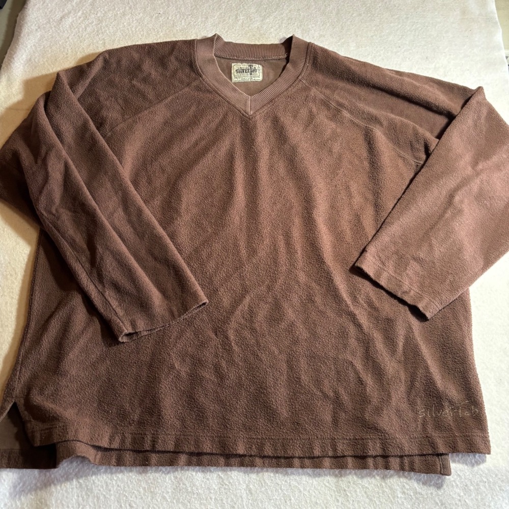 Vintage Silver Tab Levi Strauss‎ Co Brown V-Neck Pullover Mens XL Sweatshirt
